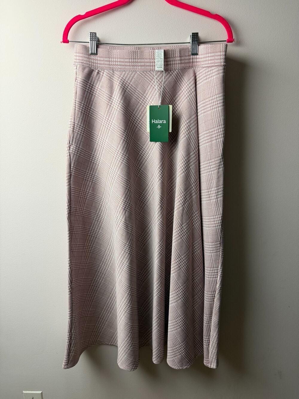 Halara Skirt Sz L Pink/ White Plaid Poly Blend Skirt - NWT